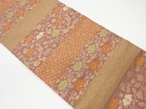 横段に花唐草・古典柄模様織出し名古屋帯